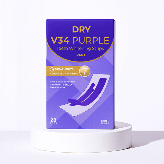 Dry V34 Purple Whitening Strips | Neutralizes Yellow Tones for a Noticeably Brighter Smile